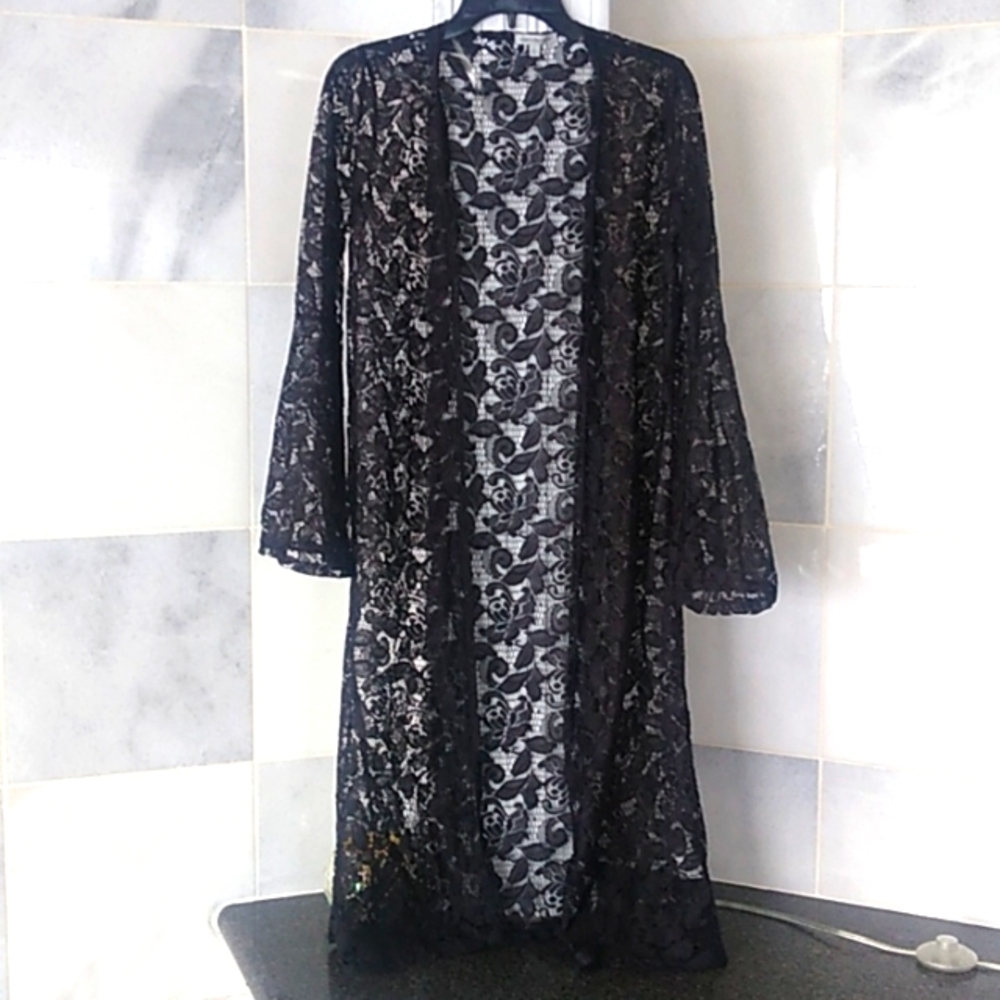 Lace Cover long top Black Medium Charlotte Russe